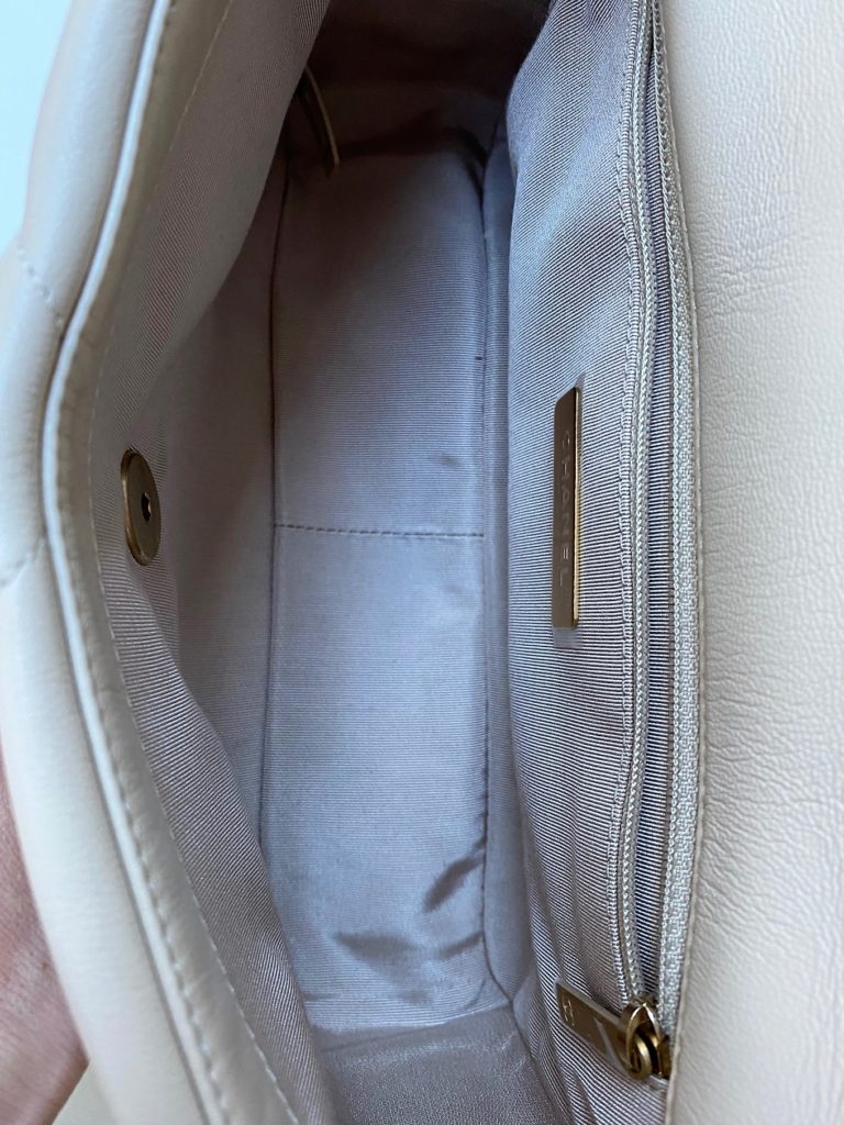 Interior of the Chanel 19 bag