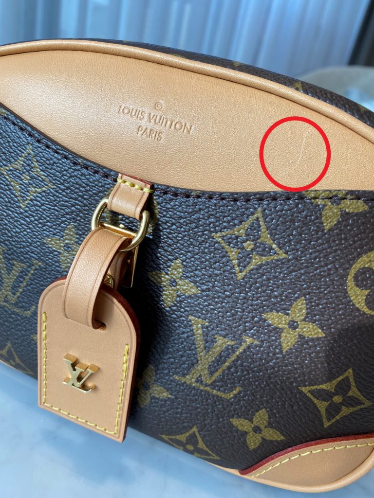 Photo showing signs of use on an LV Mini Deauville bag