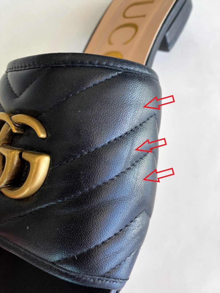 Image showing damage to the shoe strap caused by friction